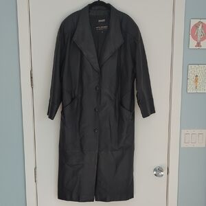 90sVINTAGE Wilsons Black Leather Trench Coat